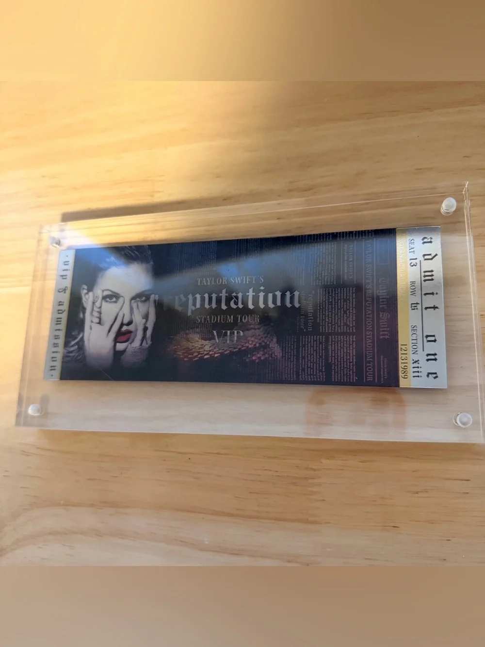 Taylor Swift Reputation Stadium Tour VIP Commemorative Holographic Ticket